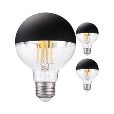Imagem de TORCHSTAR Lâmpada de meio cromo regulável, 7W (75W Eqv.), lâmpadas LED antirreflexo, listado na UL, lâmpada mergulhada preta E26, lâmpadas globo G25 para banheiro, penteadeira, espelho, branco quente