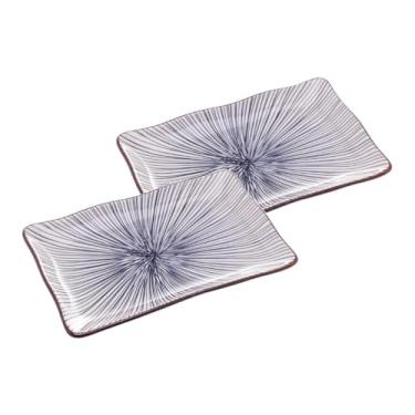 Imagem de Kit 2 Pratos Retangulares de Porcelana Azul Koji 20x12cm – Ideal para Sushi, Entradas e Petiscos