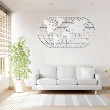 Imagem de Quadro Decoração Vado Mapa Mundi World Uno Branco 120X65 - Fenix
