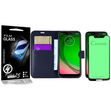 Imagem de Capa Carteira + Película De CERÂMICA Moto G7 Play XT1952 5.7 - Cell In