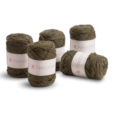 Imagem de Conjunto de 5 novelos Hamanaka Amerry, peso médio, 70% lã merino da Nova Zelândia, 30% mistura acrílica, fio macio e fácil de tricotar para tricô e crochê, feito no Japão (Col. 38)