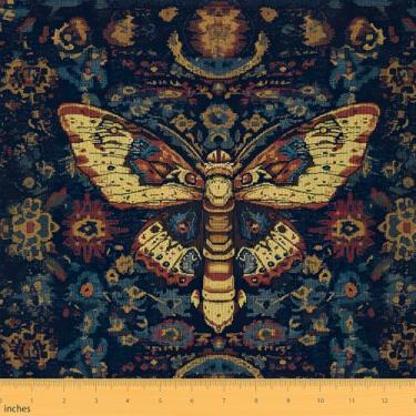 Imagem de Feelyou Tecido Kids Death Moth da The Yard Kids 3 Yard Tecido de estofamento ocidental para cadeiras meninos meninas boho mariposa impermeável tecido ao ar livre gótico boêmio adolescentes decoração
