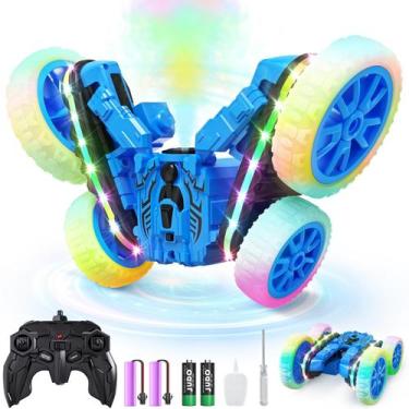 Imagem de Carro de controle remoto Jimdella RC Stunt 4WD Spray 15km/h azul