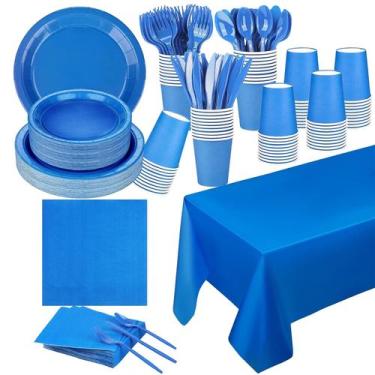 Imagem de Conjunto de artigos de festa TWOWYHI 229PCS azul para 30 convidados