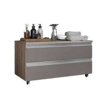 Imagem de Gabinete Banheiro JOIA 80CM 02 GAVETAS com Rodinhas(Madeirado/Cinza)