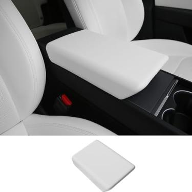 Imagem de Arcoche Capa de console central de atualização para 2025 2026 Tesla Model Y Juniper 2024 2025 2026 Model 3 Highland antiderrapante TPU capa de apoio de braço acessórios protetor de braço (branco)
