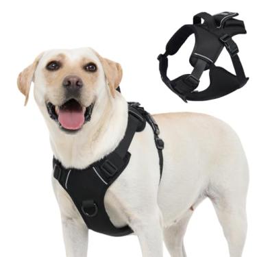 Imagem de Peitoral para cães de tamanho grande, sem puxão, com alça de controle fácil, peitoral refletivo ajustável para cães de caminhada, sem asfixia, colete Oxford macio acolchoado para animais de estimação