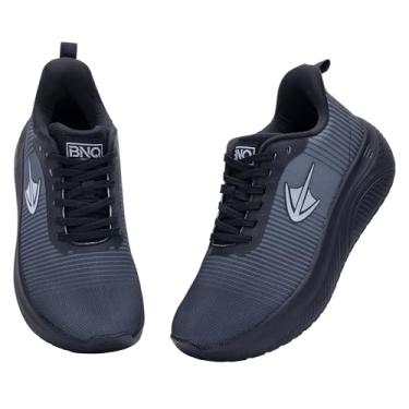 Imagem de Artlea Sapatos de caminhada femininos com bico largo, suporte de arco, fascite plantar, ortopédico, tênis de corrida sem cadarço, Preto, 10 Wide