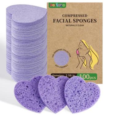 Imagem de Esponjas faciais com formato de coração comprimido de 100 unidades - d
