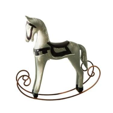 Imagem de Generic Estatueta de cavalo de madeira, estátua de cavalo de balanço, ornamento decorativo para exibição em festa de aniversário de hotel, sala de estar, Cinza