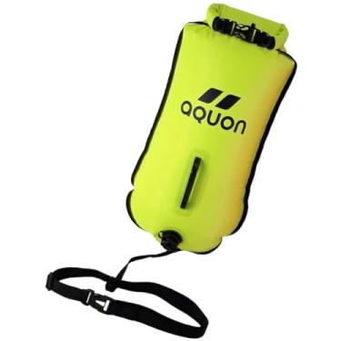 Imagem de Aquon Boia de Segurança para Natação, Laranja, Nylon com PVC, 28L, Dupla Câmara de Ar, Alta Visibilidade, 70x37cm, para Águas Abertas (Limão)