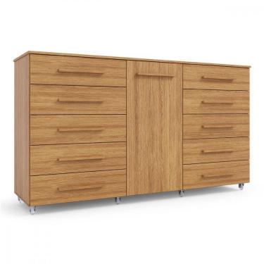 Imagem de Cômoda Imperial Batrol 1 Porta 10 Gavetas Com Rodízio Freijó Freijó