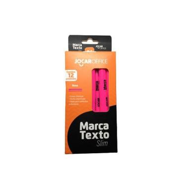 Imagem de Caneta Marca Texto Jocar Rosa Slim Caixa Com 12 Unidades