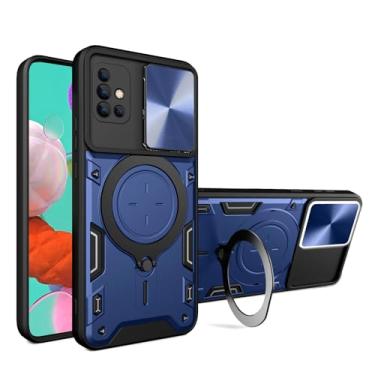 Imagem de Elubugod Capa compatível com Samsung Galaxy A51 4G, com capa de lente de câmera deslizante compatível com Samsung Galaxy A51 4G SM-A515F/DSM SM-A515X capa protetora azul