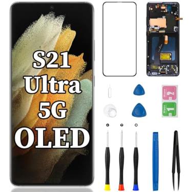 Imagem de Substituição de tela OLED para Samsung Galaxy S21 Ultra 5G com botão lateral 3D Touch LCD Frame Display SM-G998U Kit de ferramentas de reparo de montagem completa de digitalizador 6,8 polegadas