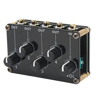 Imagem de Domary Mini Mixer de áudio Estéreo de 4 Canais de Acrílico Sensível a Metal Preto Mixer de áudio Player Player