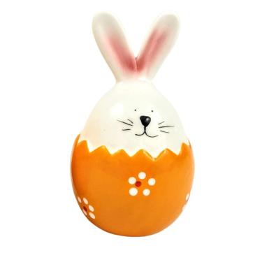 Imagem de Ovo De Pascoa Porcelana Com Coelho 11Cm Decoração De Páscoa