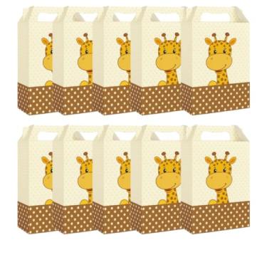 Imagem de Kit 10 Caixa Presente Maleta Papelão P Infantil Estampa 18cm (Girafa)