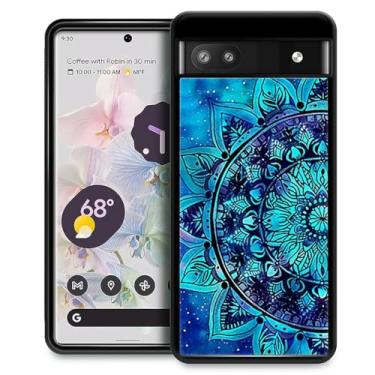 Imagem de Goodsprout Capa compatível com Google Pixel 7A, estampa boêmia azul mandala, design incrível, à prova de choque, antiarranhões, capa traseira rígida de policarbonato para Google Pixel 7A