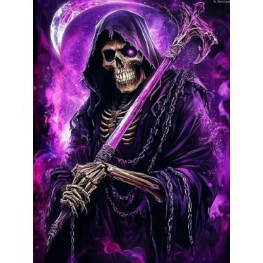 Imagem de YL Mainland Kits de pintura de diamante 5D Grim Reaper Diamond Art Full Drill para adultos iniciantes, artesanato DIY para relaxamento e decoração de parede de casa 30 x 40 cm