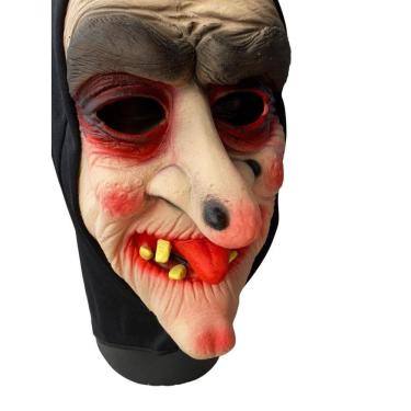 Imagem de Máscara Bruxa Com Língua Para Fora Nariguda Terror Fantasia