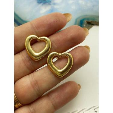 Imagem de Brinco Coração com Tarraxa - Banho de Ouro 2 Milésimos com Verniz - 1 