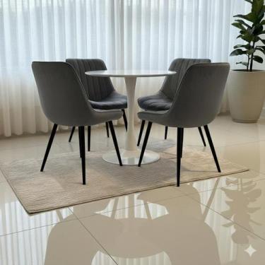 Imagem de Kit Cadeira de Jantar Recepção Estofada com Base em Metal, Design Mini