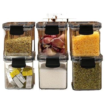 Imagem de Mini Pote Hermético para Temperos de Cozinha Dispensa Armário Plástico(6 Potes)