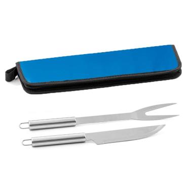 Imagem de Jogo para Churrasco Inox 2 peças com Estojo TopGet Azul