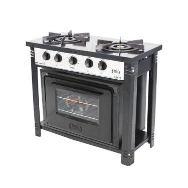 Imagem de Fogão Industrial Branco com Forno Preto 2 Bocas Duplas Bravo BR2BF - V