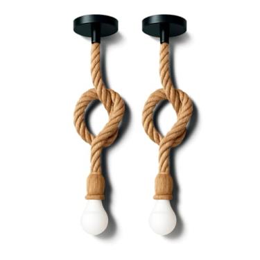 Imagem de Kit Pendente Corda Retro com Estilo Vintage Rústico 1 Metro E27 com Lâmpada Bulbo Led 9w 3000k (2)