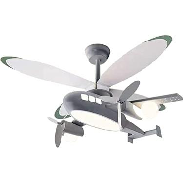 Imagem de Lustre de hélice de avião Lustre LED regulável para quarto de crianças Cinza Luta Aeronave Nórdico Moderno Teto Pendente Luz para Meninas Meninos Quarto Crianças Berçário Jardim de Infância