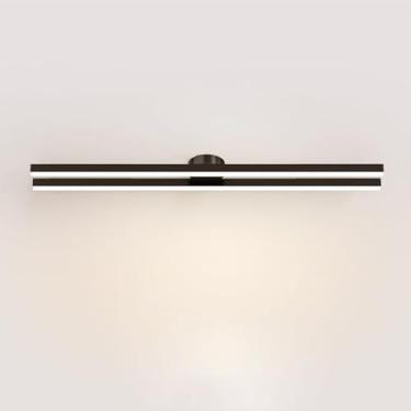 Imagem de Lustre linear minimalista com luz de teto regulável, semi-embutido, luminária de teto com linhas geométricas para sala de jantar, sala de estar, cozinha e corredor com controle remoto