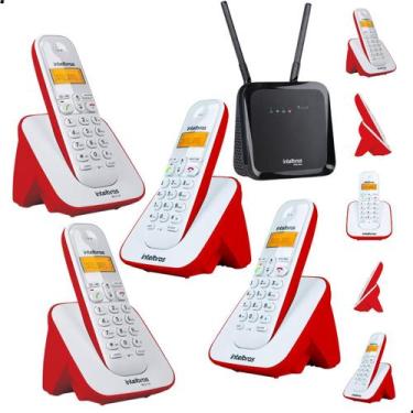 Imagem de Kit Aparelho Telefone Bina 3 Ramais Entrada Para Chip Celular 4G Compa