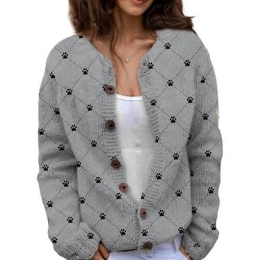 Imagem de Suéter de malha feminino Akivide com estampa floral de outono