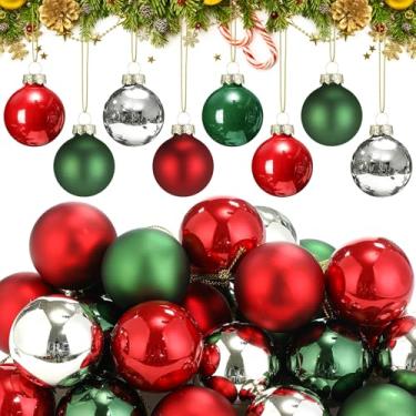 Imagem de Soulchen 25 peças de mini enfeites de bola de Natal de vidro, bolas de árvore de Natal neutras de 3,8 cm, pingente elegante com glitter moderno e minúsculo para festas de fim de ano, decoração de casa