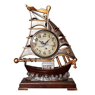 Imagem de WYUYIWH Relógio de mesa vintage relógio de mesa relógio de mesa relógios silenciosos retro digital sala de estar relógios de mesa decorações de vela relógios de cornija de 30 cm para sala de estar