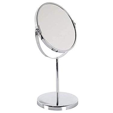 Imagem de WYUYIWH Espelho de maquiagem pequeno, espelho de mesa de mesa, espelho circular europeu, espelho de maquiagem portátil dupla face para banheiro