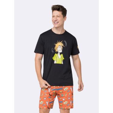 Imagem de Pijama Manga Curta Masculino Scooby-Doo com Bermuda - Veggi, Preto, P,