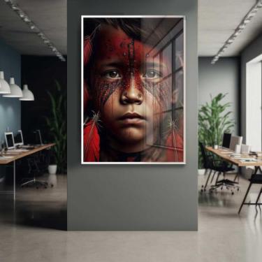 Imagem de Quadro Decorativo com Moldura e Acrilico Cristal Vidro Indio Rosto Ama
