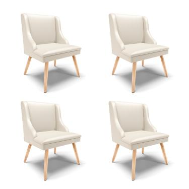 Imagem de Kit 04 Cadeiras de Jantar Liz Corino Bege Pés Palito Natural D03 - D'Rossi