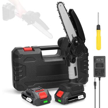 Imagem de Mini Motoserra Elética Portátil Potente Bateria Recarregável Serra Poda Galho Bateria 2X48V - Bivolt