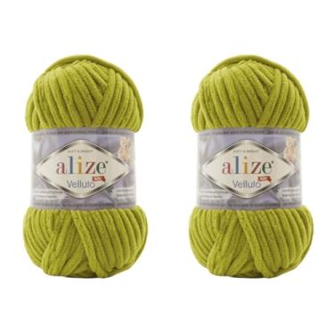 Imagem de Cobertor de bebê Alize Velluto 100% micropoliéster fio de veludo lote de 2 skn 150 jardas 2 x 100 gramas, peso do fio: super volumoso (11 - verde claro)