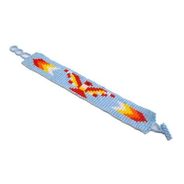 Imagem de TravelDanceSave Pulseira maia feita à mão da Guatemala - Tecido Azul Claro, Medium, Com miçangas, Sem pedras preciosas