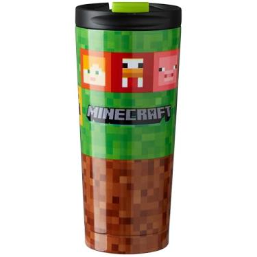 Imagem de Get Trend Copo isolado Minecraft para bebidas quentes e frias, caneca de viagem de 425 g, garrafa de água livre de BPA, copo à prova de vazamento, presentes para jogadores de creeper para meninos