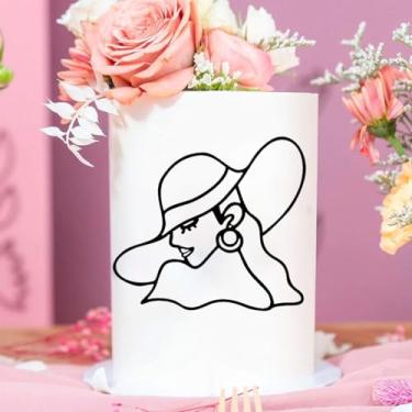 Imagem de LZGXZF Chapéu de acrílico feminino topo de bolo queen top de bolo preto rosto de senhora decorações de bolo de aniversário para mulheres e meninas aniversário aniversário chá de panela decorações de