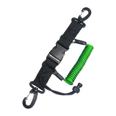Imagem de Dynwave Cordão de mergulho com fivela de liberação rápida, cordão profissional versátil com mola espiral para lanterna de câmera e luzes de mergulho, Verde