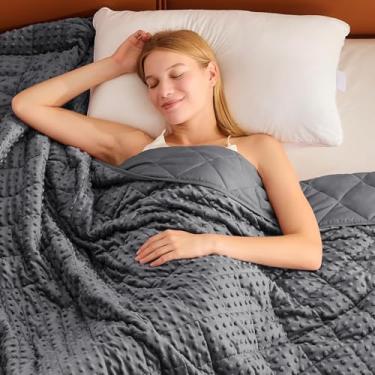 Imagem de Cobertor pesado cinza para adultos 9 kg, 122 x 182 cm, cobertor pesado para 59 a 99 kg, cobertor grande grosso de inverno macio para presente para dormir