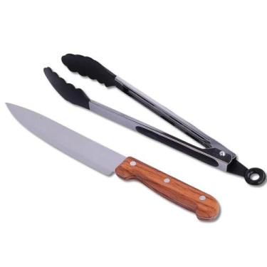 Imagem de Conjunto para Churrasco 2 Peças Faca e Pegador em Inox CO428758 - FRAT