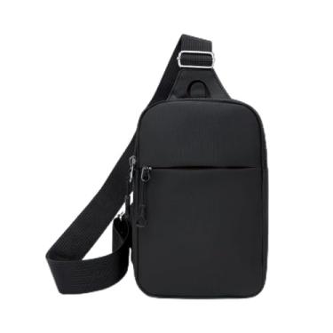 Imagem de Mini pochete transversal transversal masculina e feminina com alça intercambiável com bloqueio de RFID, bolso oculto à prova d'água, design simples e moderno, Preto, Tendência